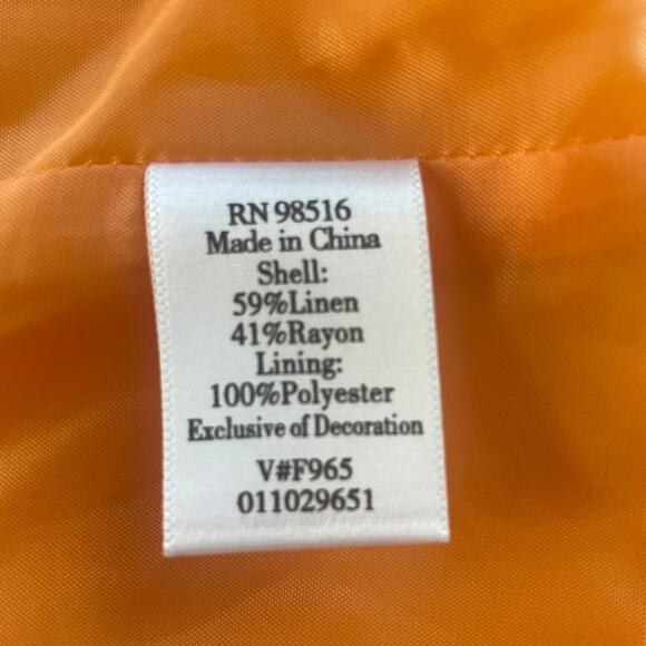 NWT Coldwater Creek Womens Linen Blazer Jacket Careerwear  Tangerine Size XL - Picture 7 of 8